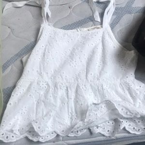 White ruffle top